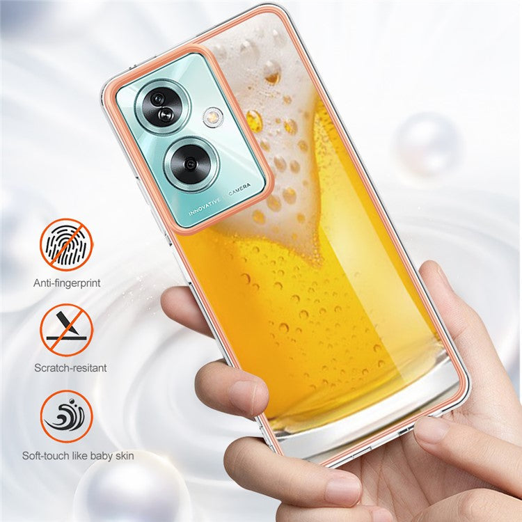 YB IMD Series-19 Style-D For Oppo A79 5G / A2 5G TPU Phone Case Electroplating Pattern Print Shell - Beer
