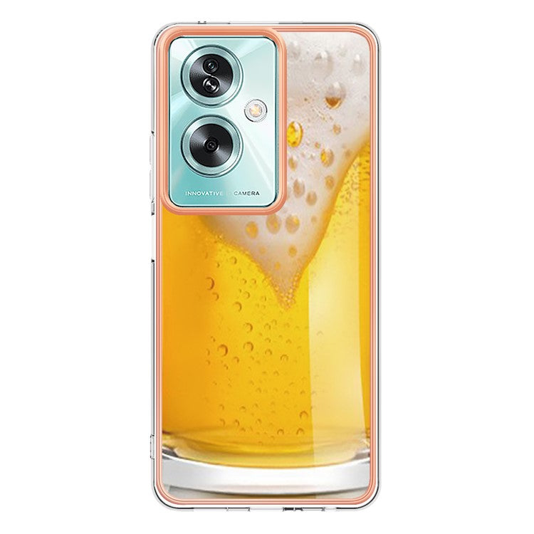 YB IMD Series-19 Style-D For Oppo A79 5G / A2 5G TPU Phone Case Electroplating Pattern Print Shell - Beer