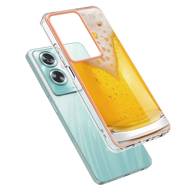 YB IMD Series-19 Style-D For Oppo A79 5G / A2 5G TPU Phone Case Electroplating Pattern Print Shell - Beer