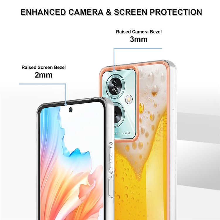 YB IMD Series-19 Style-D For Oppo A79 5G / A2 5G TPU Phone Case Electroplating Pattern Print Shell - Beer