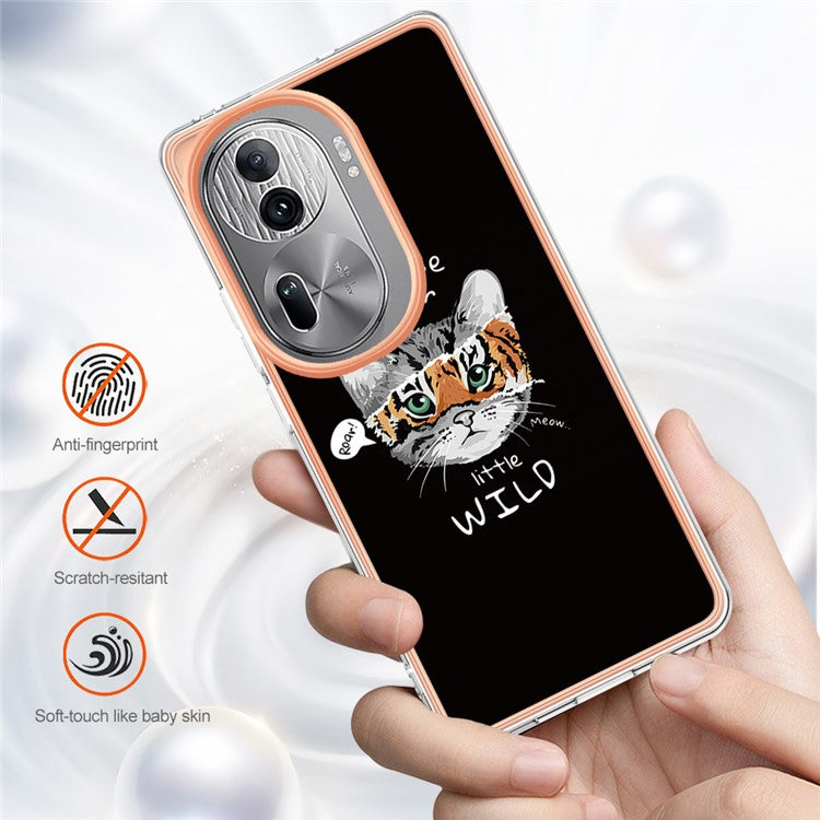 YB IMD Series-19 Style-D For Oppo Reno11 Pro 5G (Global) Electroplated Case TPU Pattern Print Back Phone Cover - Cat  /  Tiger