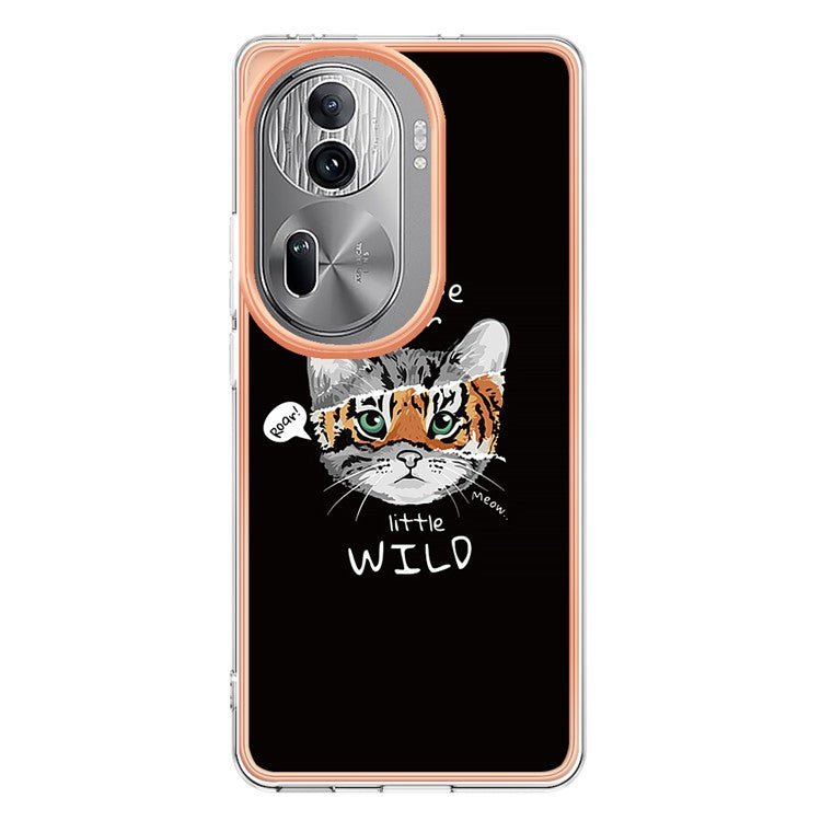 YB IMD Series-19 Style-D For Oppo Reno11 Pro 5G (Global) Electroplated Case TPU Pattern Print Back Phone Cover - Cat  /  Tiger