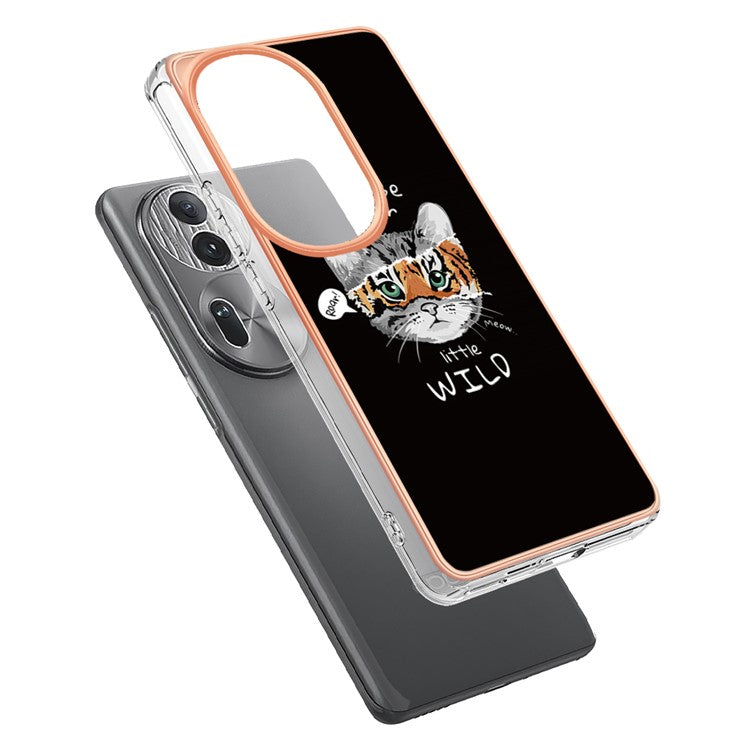 YB IMD Series-19 Style-D For Oppo Reno11 Pro 5G (Global) Electroplated Case TPU Pattern Print Back Phone Cover - Cat  /  Tiger
