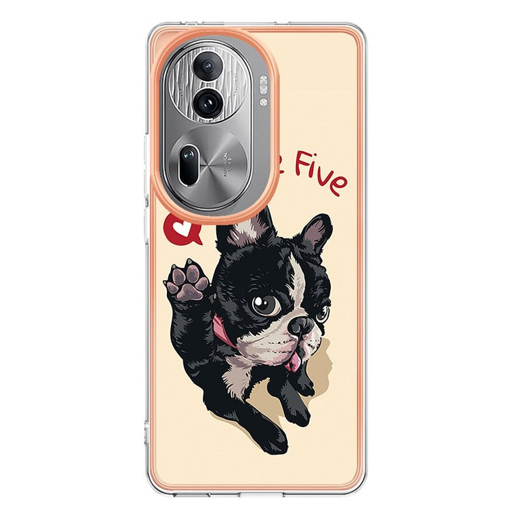 YB IMD Series-19 Style-D For Oppo Reno11 Pro 5G (Global) Electroplated Case TPU Pattern Print Back Phone Cover - Dog