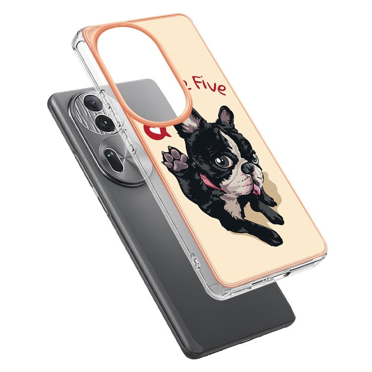 YB IMD Series-19 Style-D For Oppo Reno11 Pro 5G (Global) Electroplated Case TPU Pattern Print Back Phone Cover - Dog