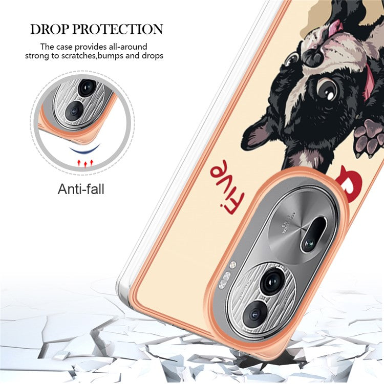 YB IMD Series-19 Style-D For Oppo Reno11 Pro 5G (Global) Electroplated Case TPU Pattern Print Back Phone Cover - Dog