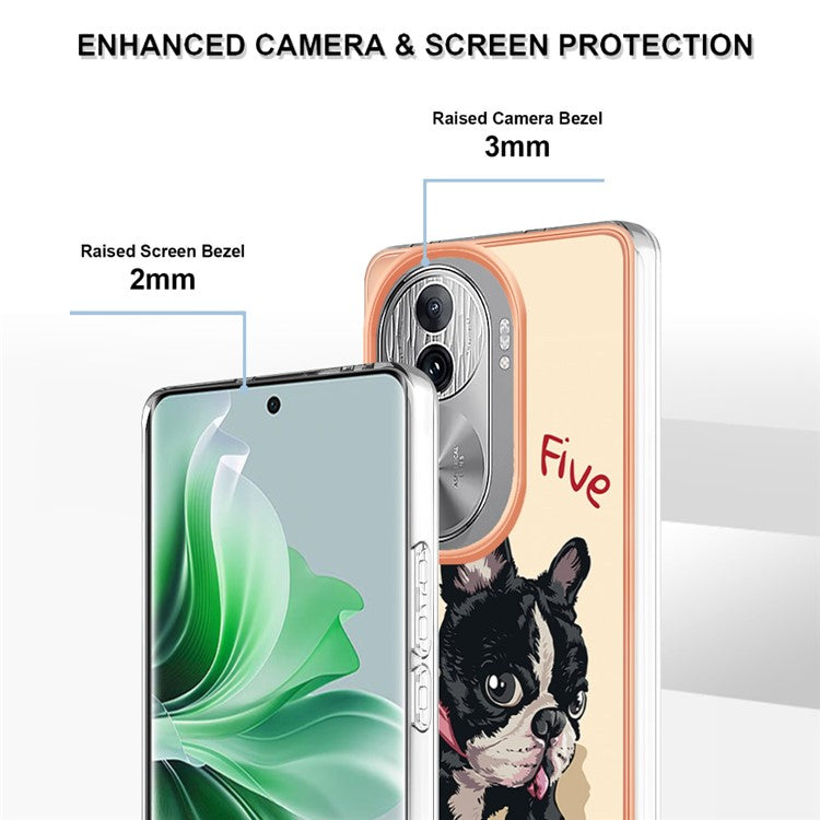 YB IMD Series-19 Style-D For Oppo Reno11 Pro 5G (Global) Electroplated Case TPU Pattern Print Back Phone Cover - Dog