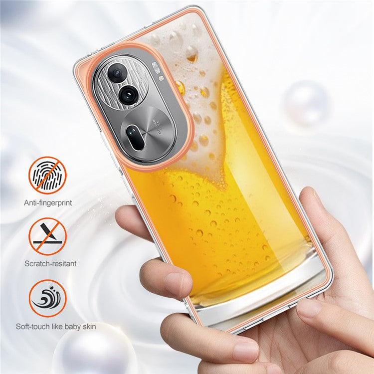 YB IMD Series-19 Style-D For Oppo Reno11 Pro 5G (Global) Electroplated Case TPU Pattern Print Back Phone Cover - Beer