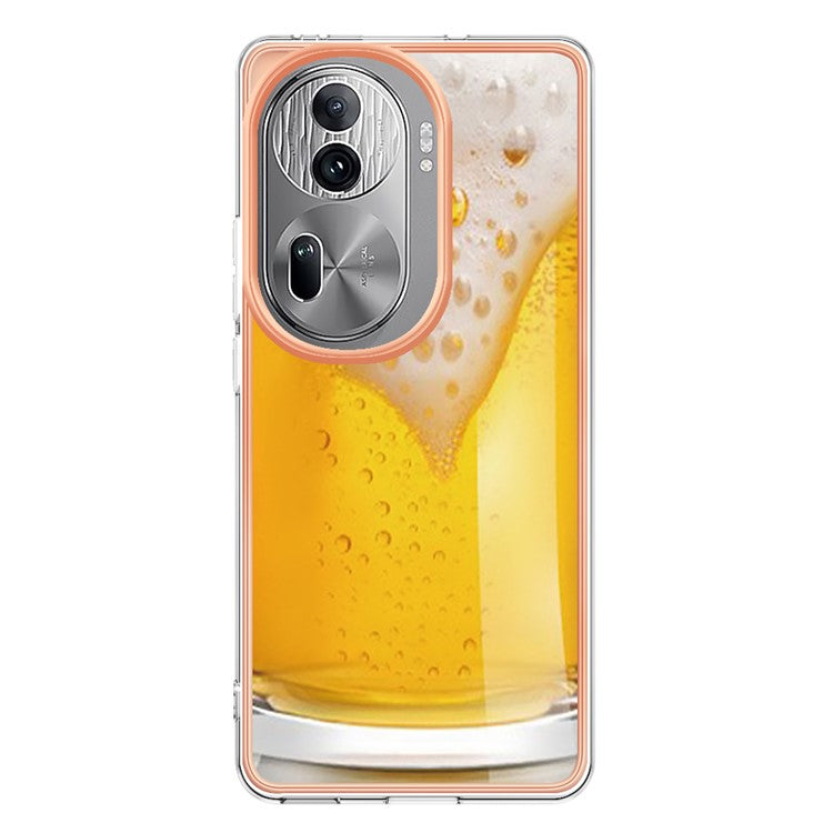 YB IMD Series-19 Style-D For Oppo Reno11 Pro 5G (Global) Electroplated Case TPU Pattern Print Back Phone Cover - Beer