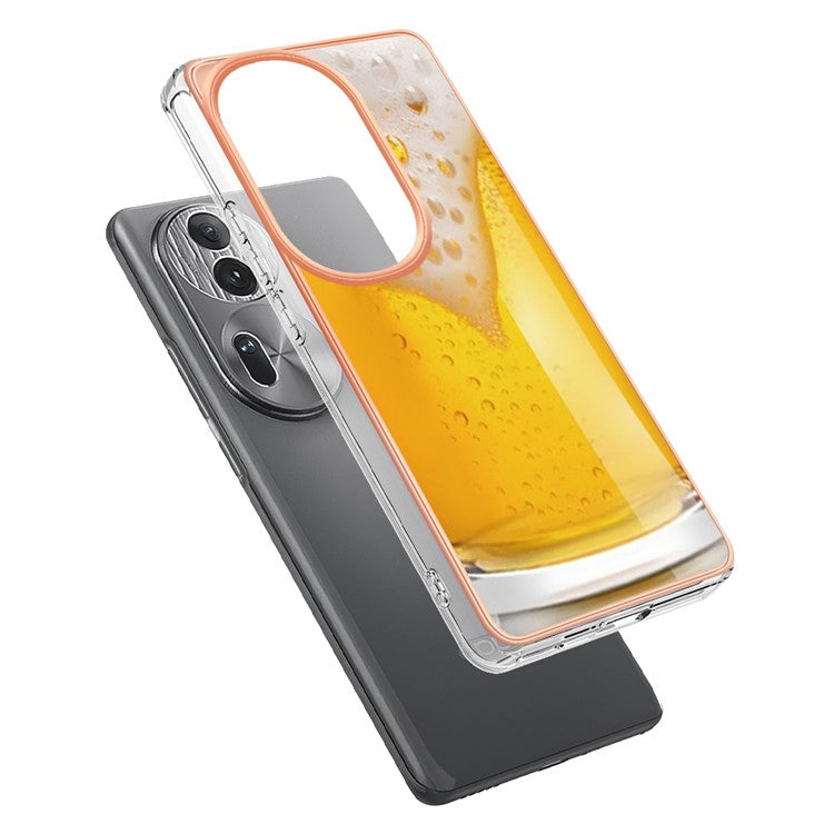 YB IMD Series-19 Style-D For Oppo Reno11 Pro 5G (Global) Electroplated Case TPU Pattern Print Back Phone Cover - Beer