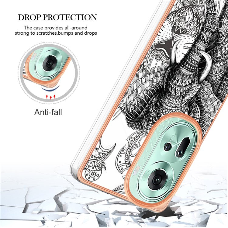 YB IMD Series-19 Style-D For Oppo Reno11 5G (Global) TPU Case Electroplated Pattern Slim Phone Shell - Totem Elephant