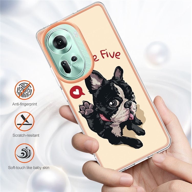 YB IMD Series-19 Style-D For Oppo Reno11 5G (Global) TPU Case Electroplated Pattern Slim Phone Shell - Dog