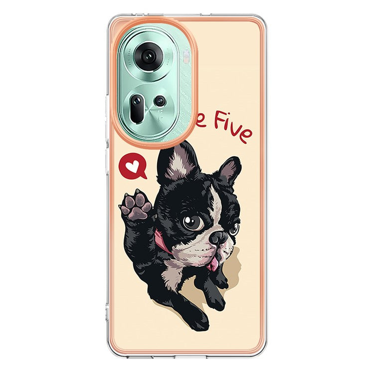 YB IMD Series-19 Style-D For Oppo Reno11 5G (Global) TPU Case Electroplated Pattern Slim Phone Shell - Dog