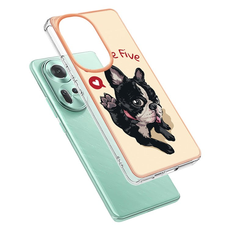YB IMD Series-19 Style-D For Oppo Reno11 5G (Global) TPU Case Electroplated Pattern Slim Phone Shell - Dog