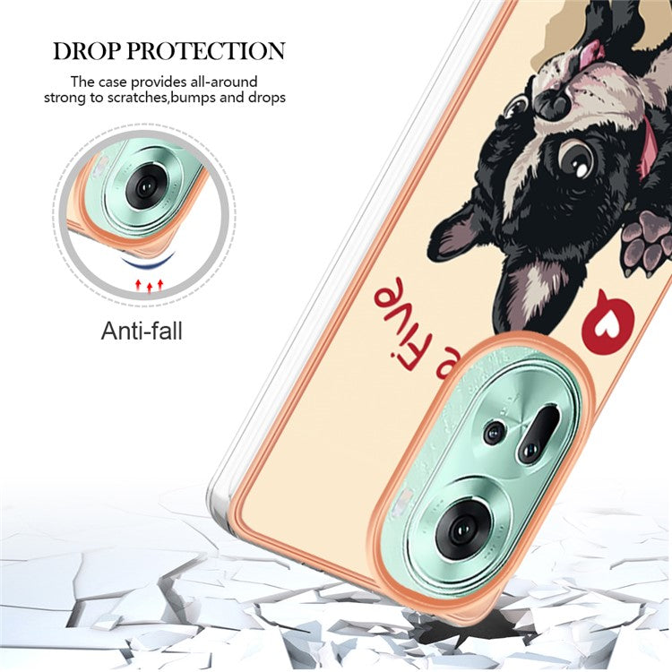YB IMD Series-19 Style-D For Oppo Reno11 5G (Global) TPU Case Electroplated Pattern Slim Phone Shell - Dog