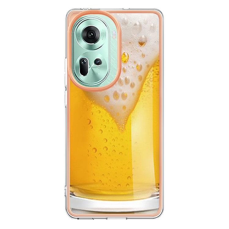 YB IMD Series-19 Style-D For Oppo Reno11 5G (Global) TPU Case Electroplated Pattern Slim Phone Shell - Beer