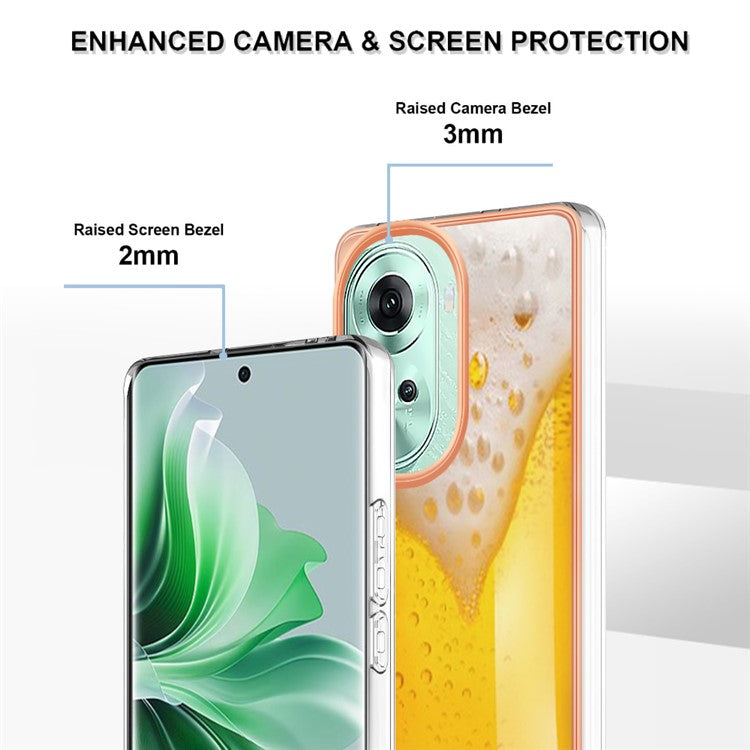 YB IMD Series-19 Style-D For Oppo Reno11 5G (Global) TPU Case Electroplated Pattern Slim Phone Shell - Beer