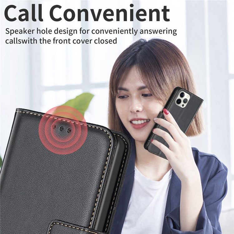 BINFEN COLOR BF17 For Samsung Galaxy M55 5G / C55 5G / F55 5G Wallet Case Shockproof Leather Phone Cover - Black