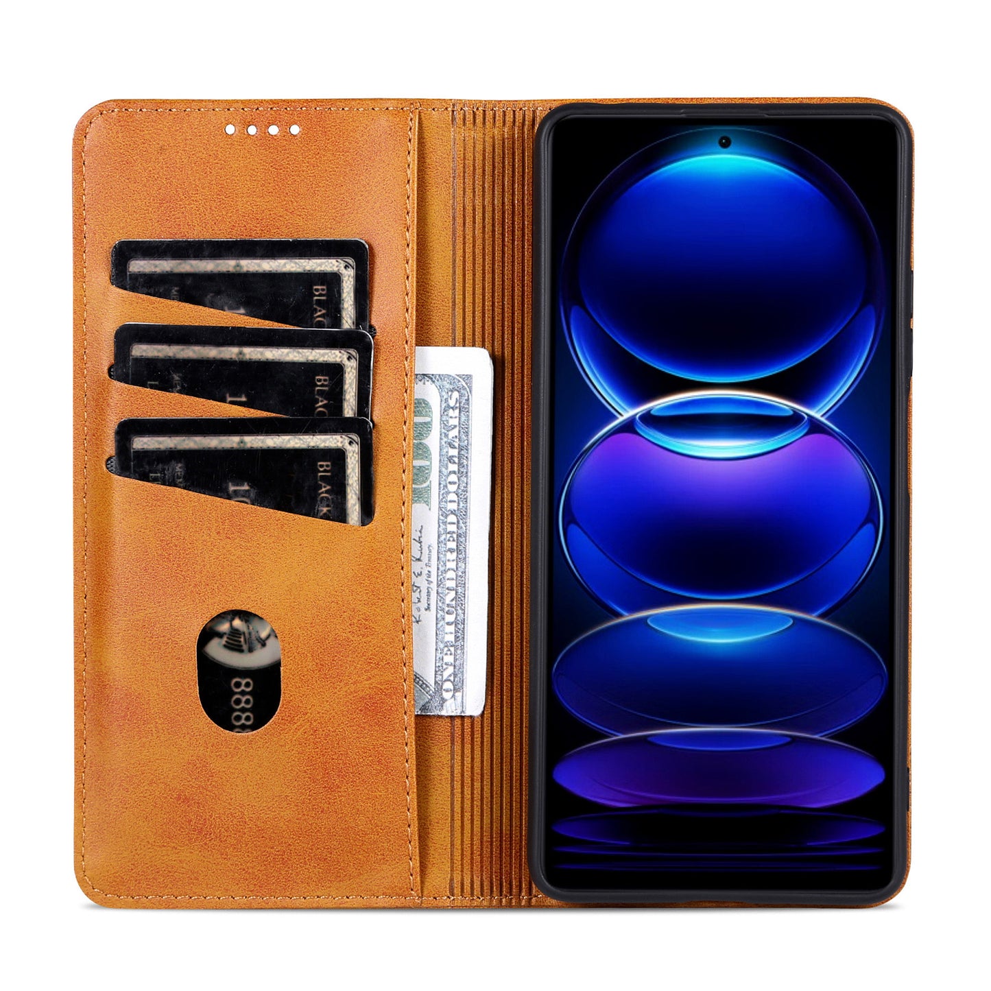 AZNS For Huawei nova 12i 4G / Enjoy 70 Pro Case Leather Cowhide Texture Wallet Phone Cover - Brown