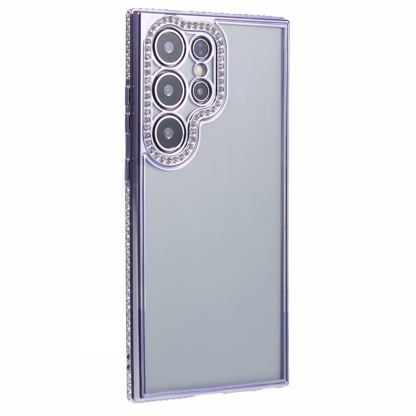 For Samsung Galaxy S22 Ultra 5G Case Bling Rhinestones Soft TPU Phone Cover - Dark Purple