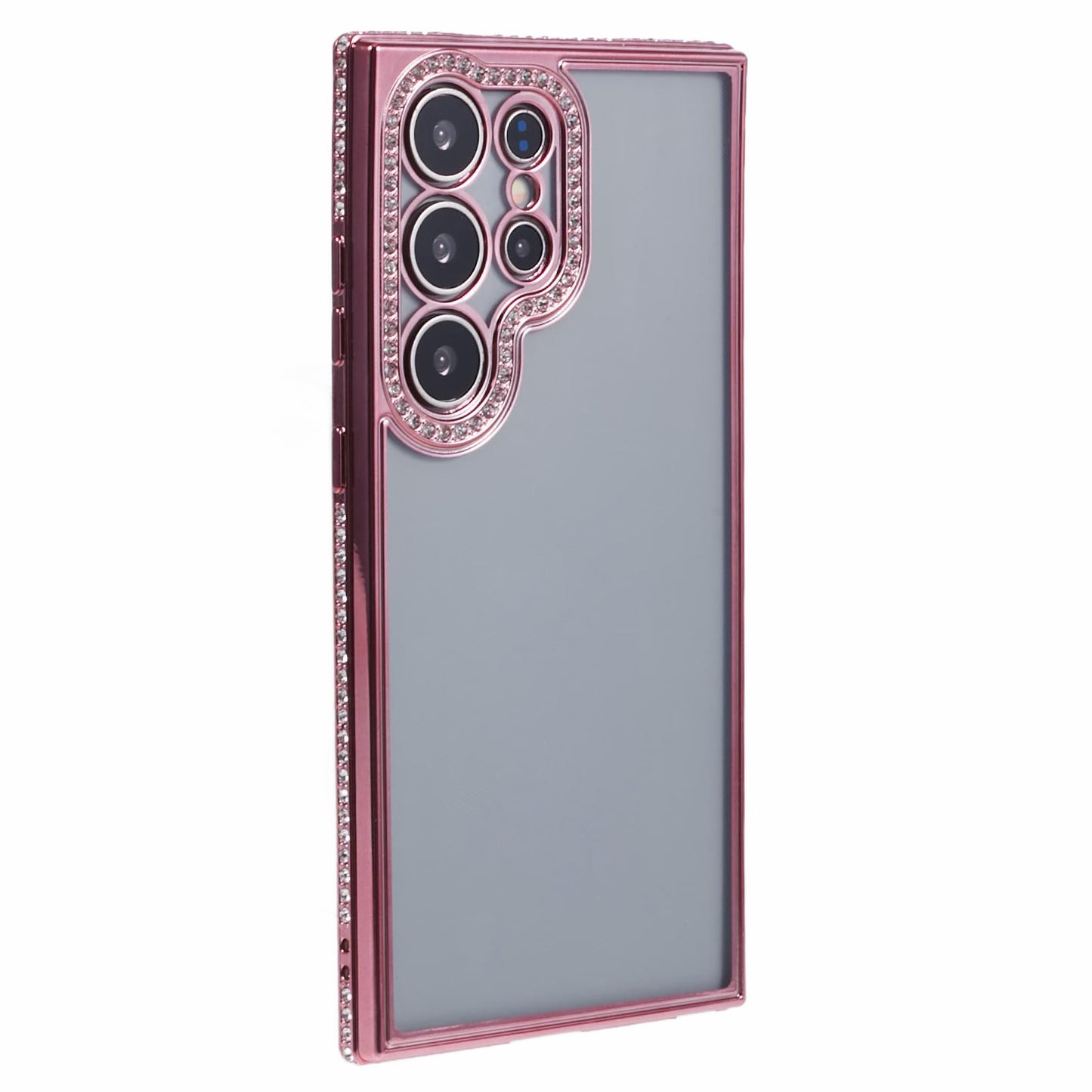For Samsung Galaxy S22 Ultra 5G Case Bling Rhinestones Soft TPU Phone Cover - Rose Gold