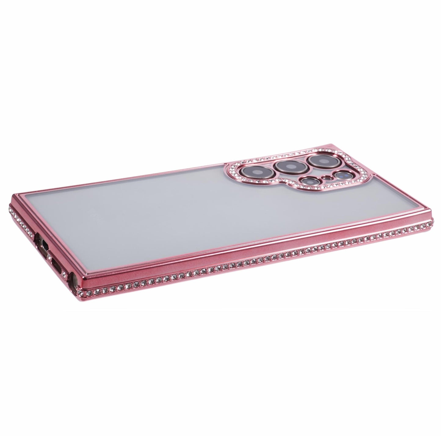 For Samsung Galaxy S22 Ultra 5G Case Bling Rhinestones Soft TPU Phone Cover - Rose Gold