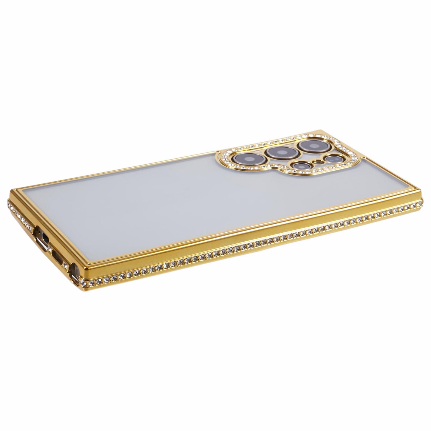 For Samsung Galaxy S22 Ultra 5G Case Bling Rhinestones Soft TPU Phone Cover - Gold