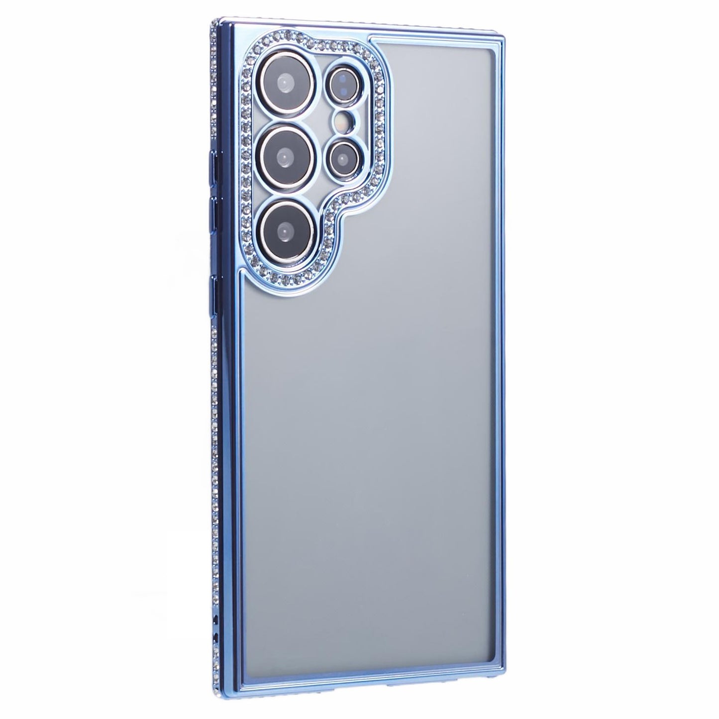 For Samsung Galaxy S22 Ultra 5G Case Bling Rhinestones Soft TPU Phone Cover - Blue