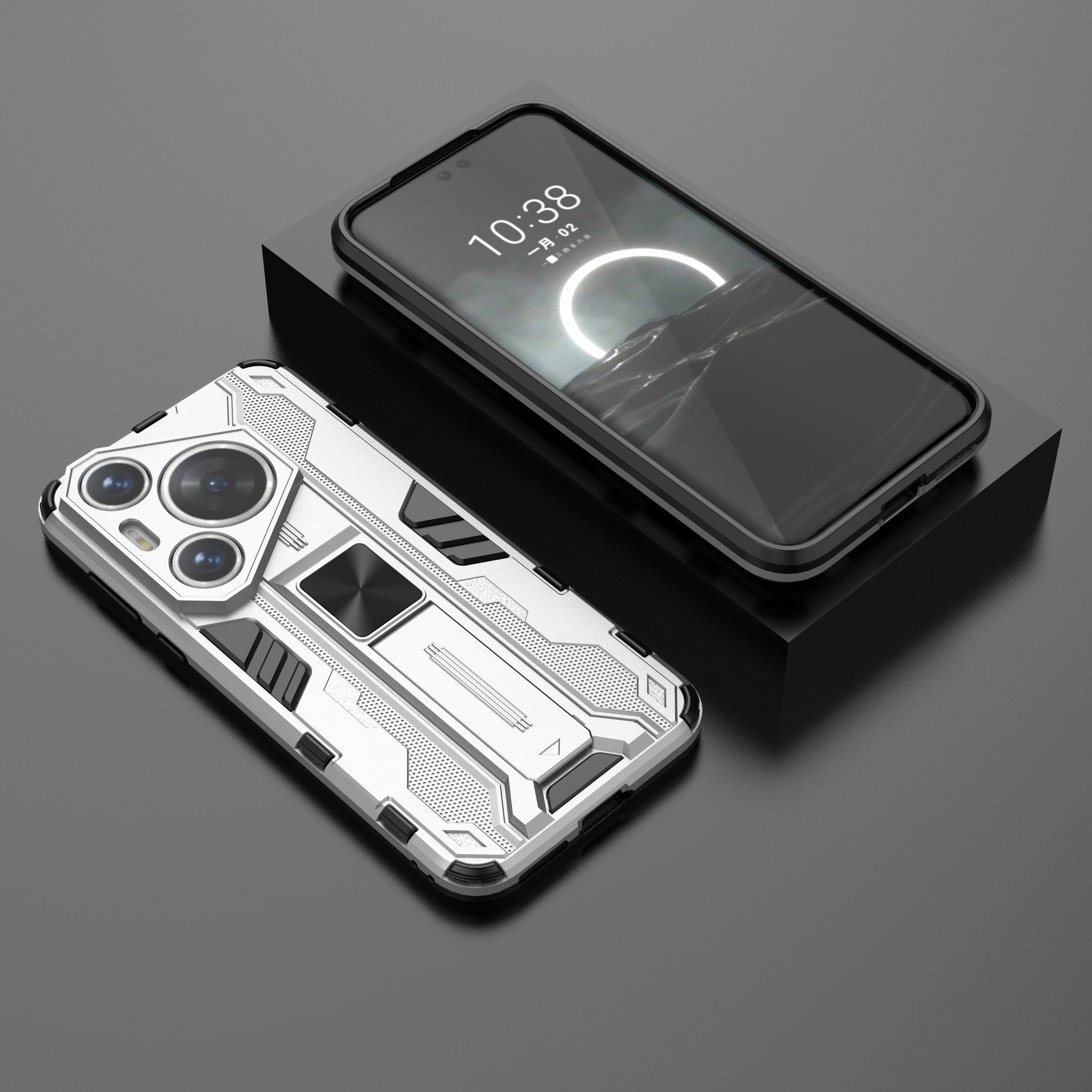 For Huawei Pura 70 Pro / Pura 70 Pro+ Case Kickstand PC + TPU Phone Back Cover - Silver