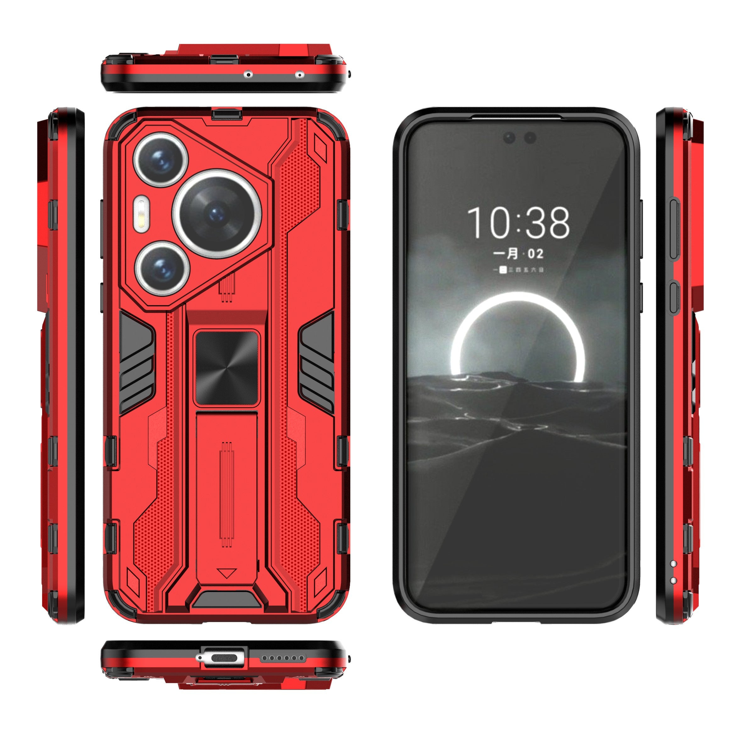 For Huawei Pura 70 Pro / Pura 70 Pro+ Case Kickstand PC + TPU Phone Back Cover - Red