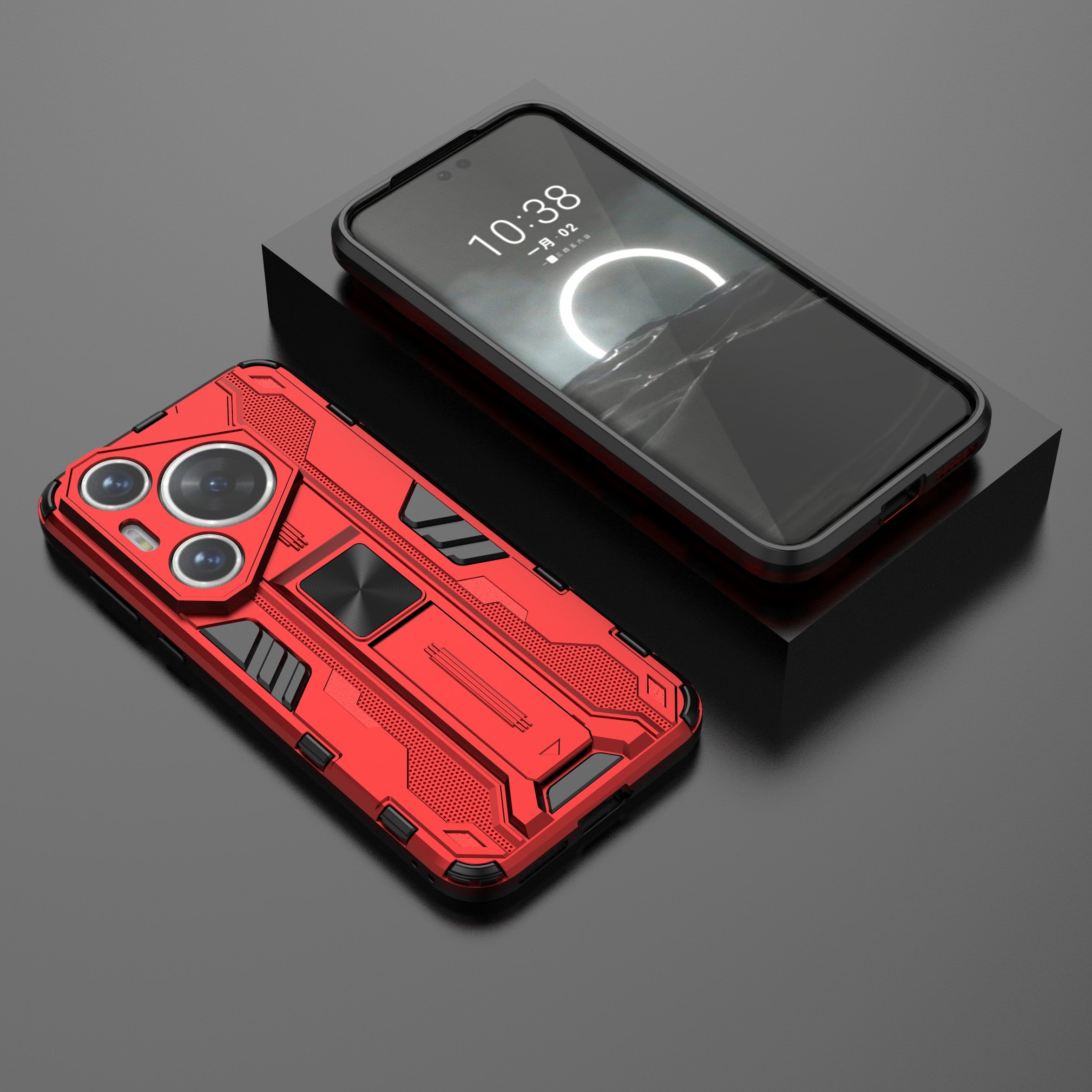 For Huawei Pura 70 Pro / Pura 70 Pro+ Case Kickstand PC + TPU Phone Back Cover - Red