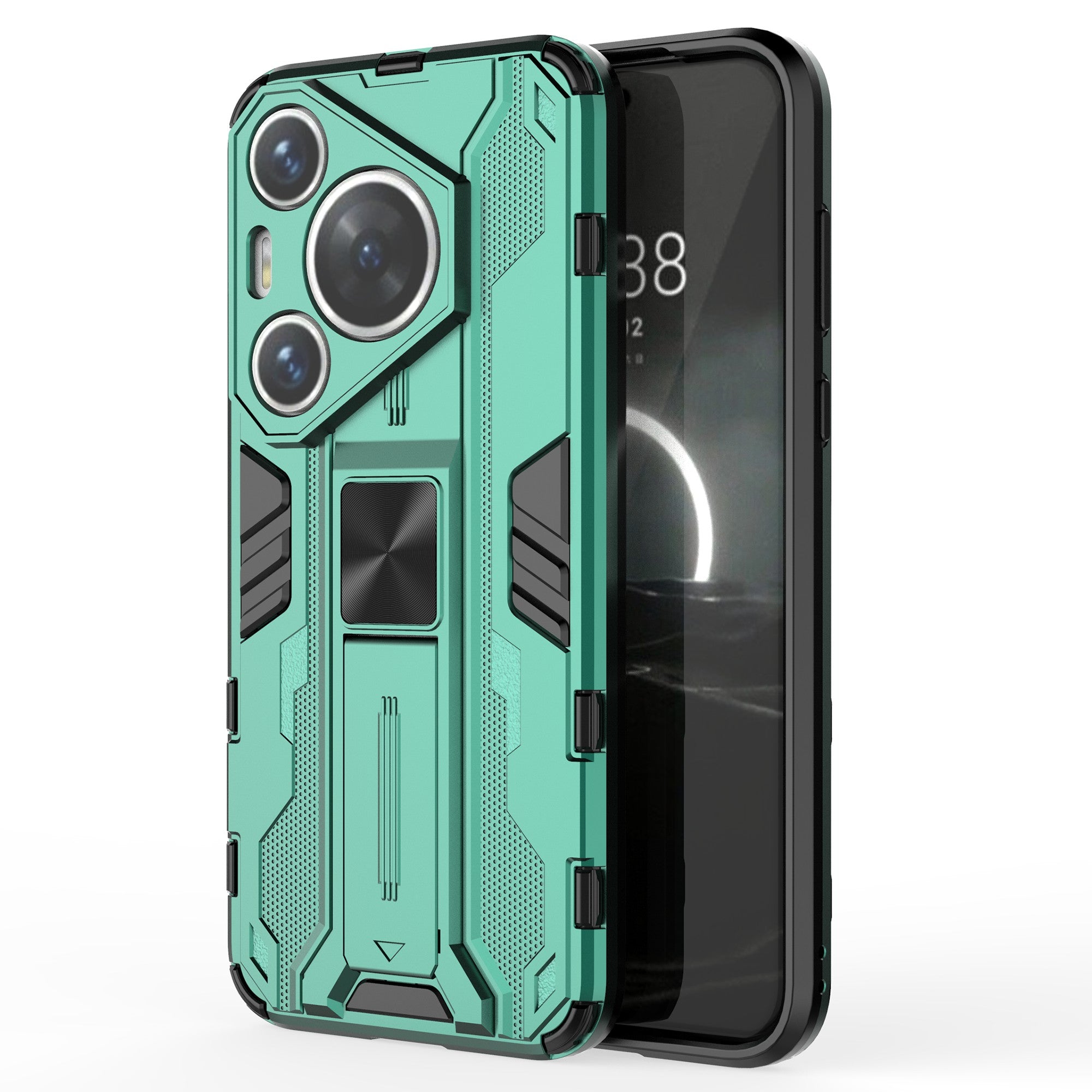 For Huawei Pura 70 Case Foldable Kickstand PC + TPU Hybrid Phone Cover - Green
