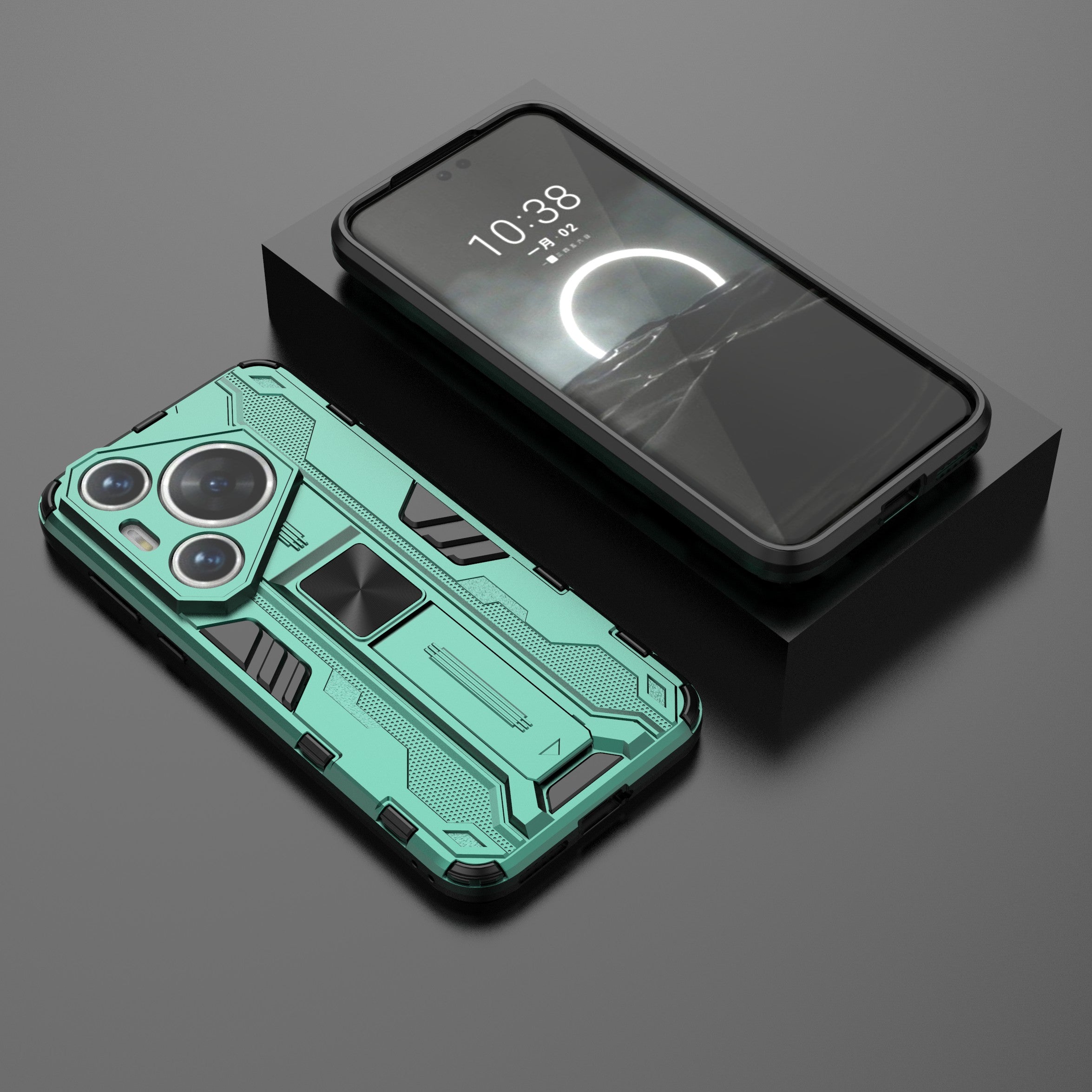 For Huawei Pura 70 Case Foldable Kickstand PC + TPU Hybrid Phone Cover - Green