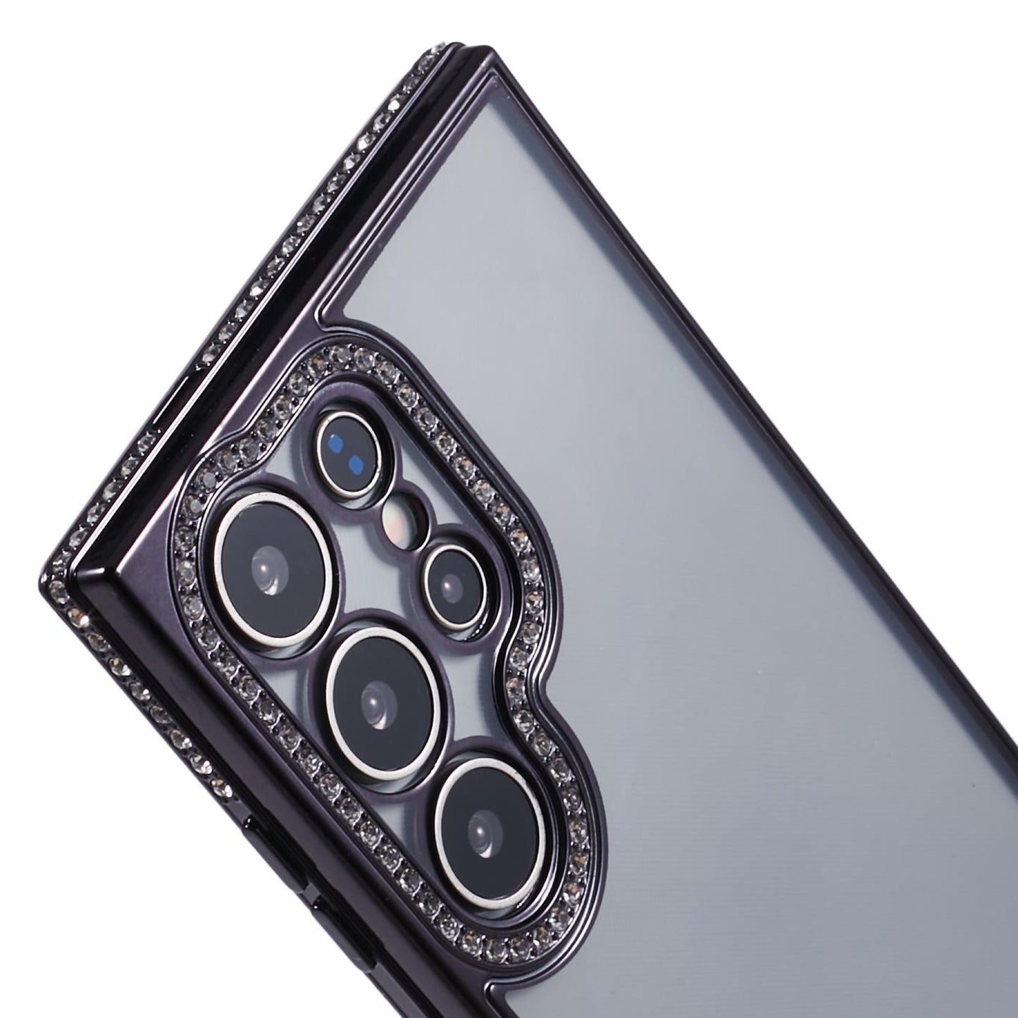For Samsung Galaxy S24 Ultra TPU Case Rhinestones Decor Phone Protective Cover - Black