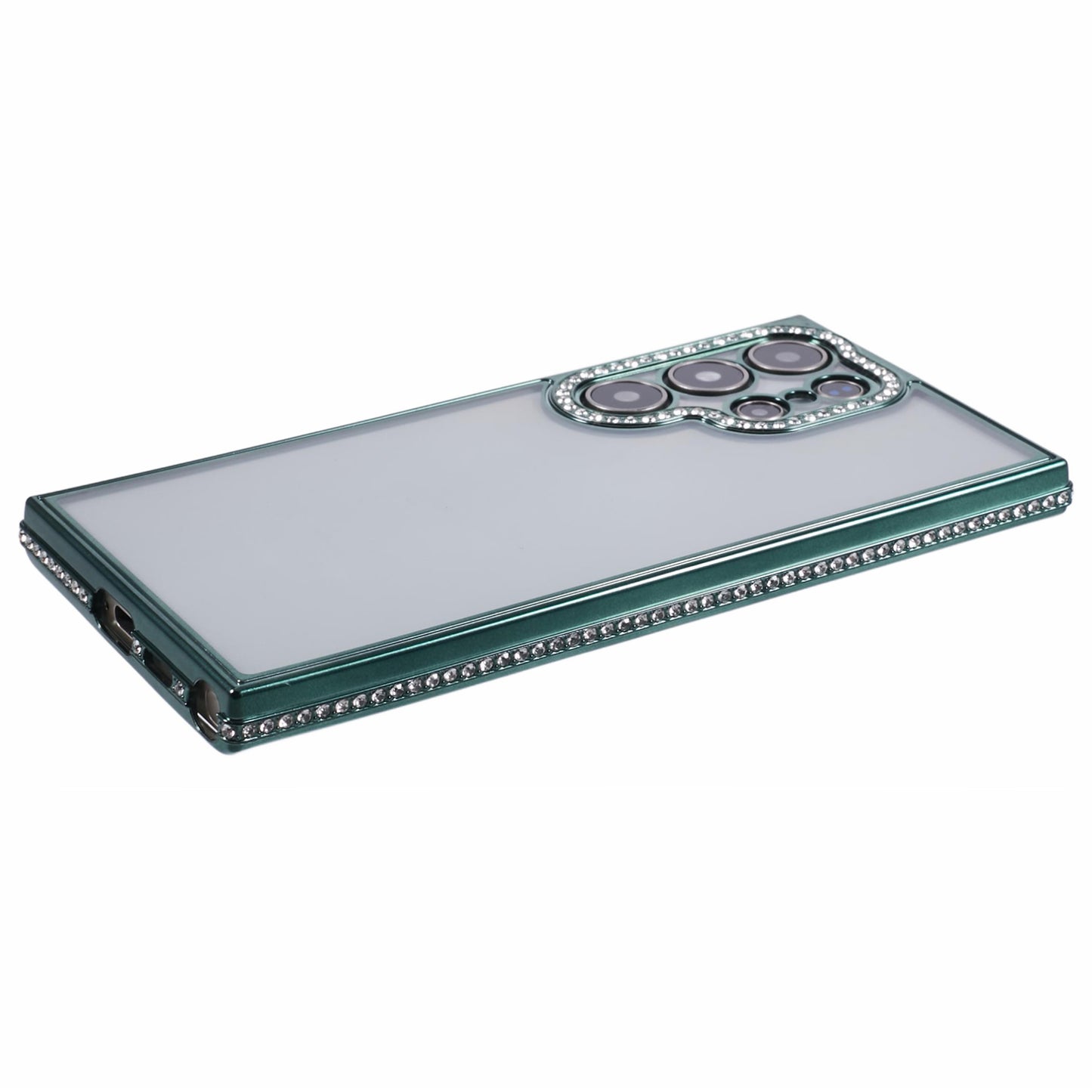 For Samsung Galaxy S24 Ultra TPU Case Rhinestones Decor Phone Protective Cover - Midnight Green