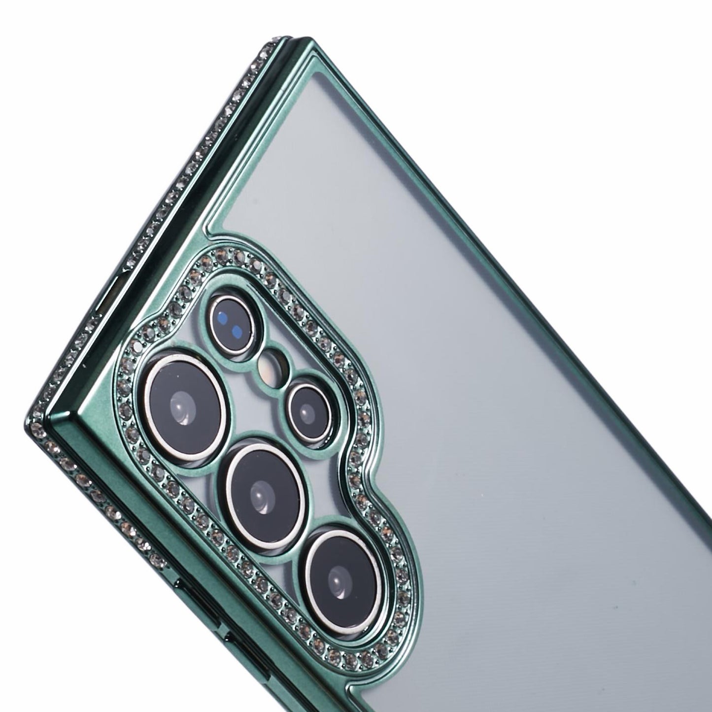 For Samsung Galaxy S24 Ultra TPU Case Rhinestones Decor Phone Protective Cover - Midnight Green