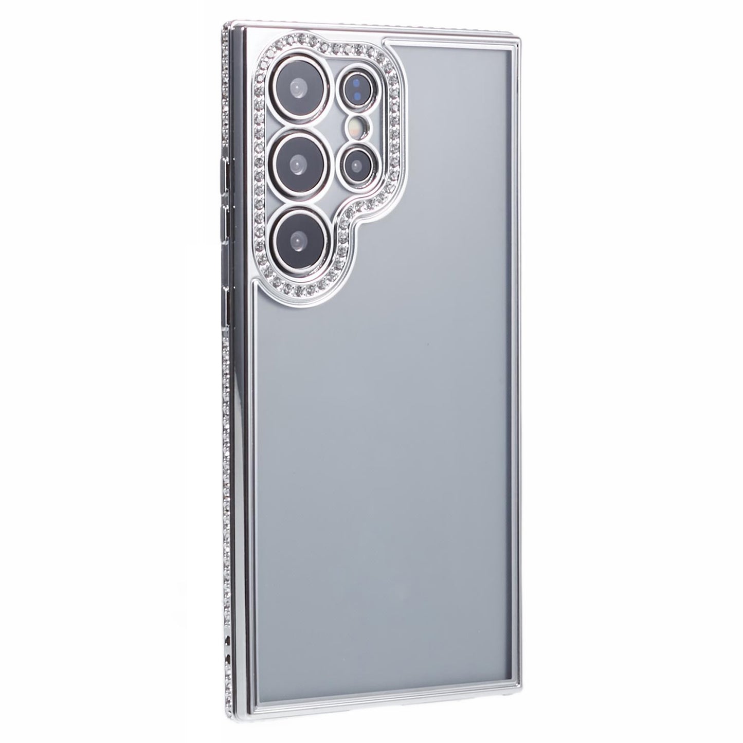For Samsung Galaxy S24 Ultra TPU Case Rhinestones Decor Phone Protective Cover - Silver