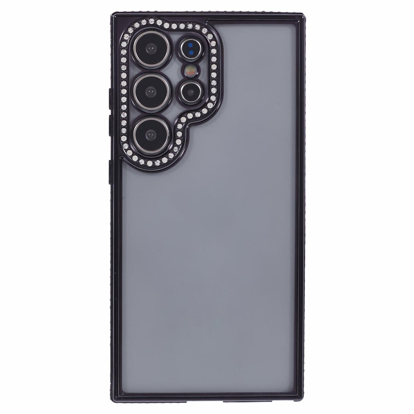 For Samsung Galaxy S23 Ultra Shockproof Case Rhinestones Decor TPU Slim Phone Cover - Black