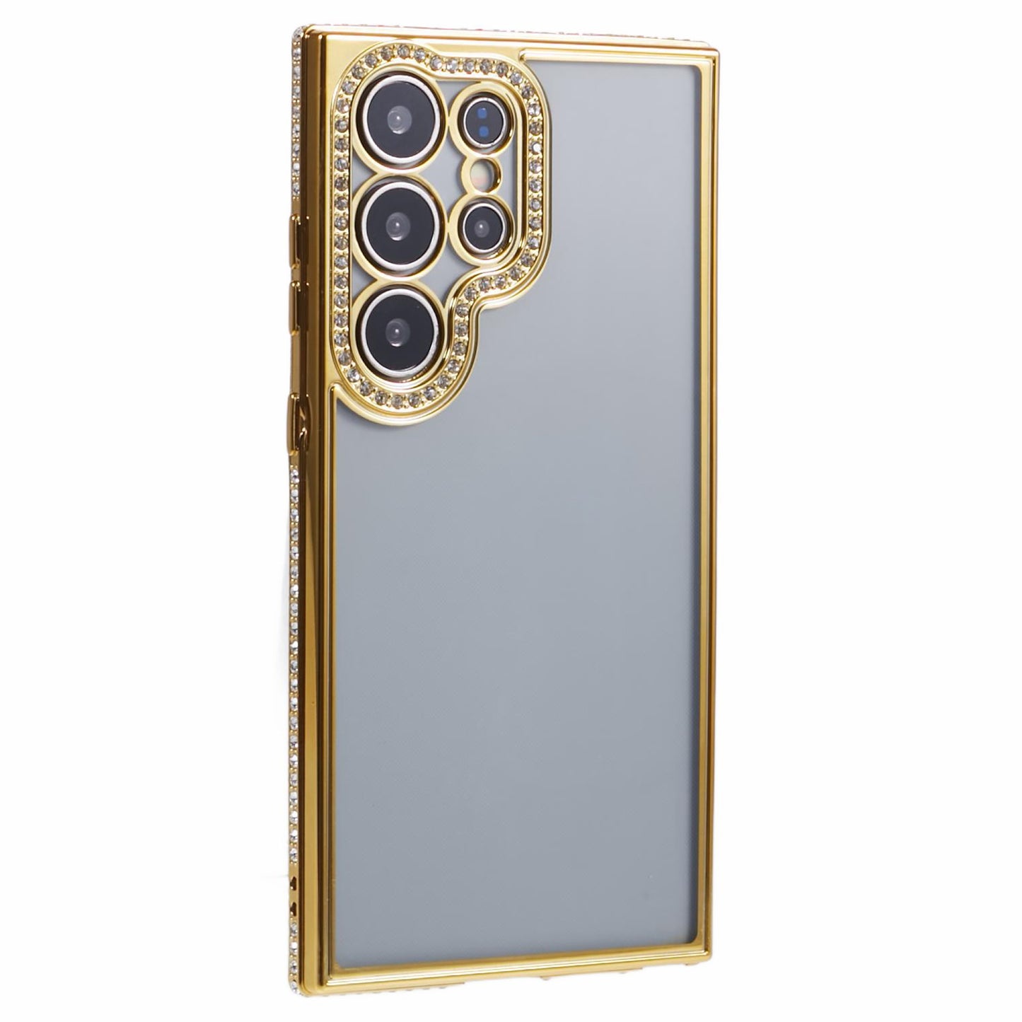 For Samsung Galaxy S23 Ultra Shockproof Case Rhinestones Decor TPU Slim Phone Cover - Gold