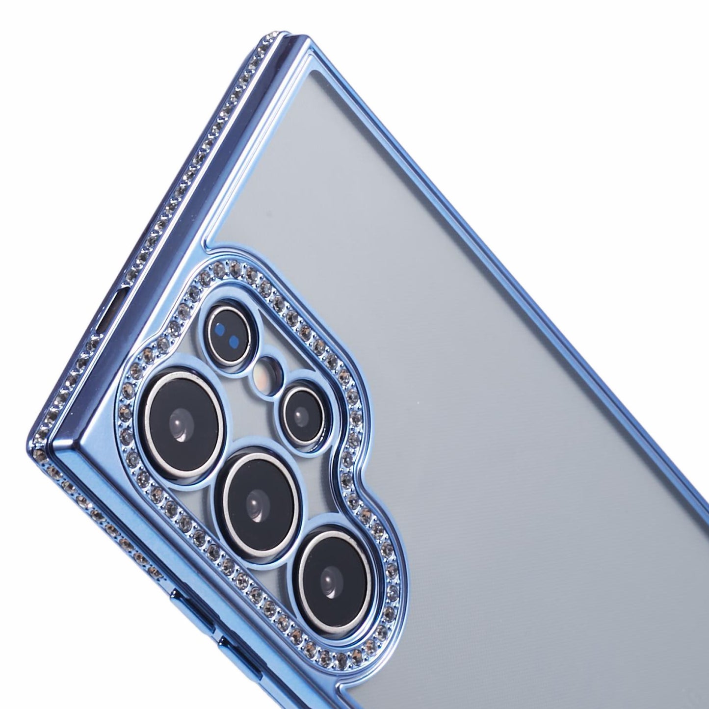 For Samsung Galaxy S23 Ultra Shockproof Case Rhinestones Decor TPU Slim Phone Cover - Blue