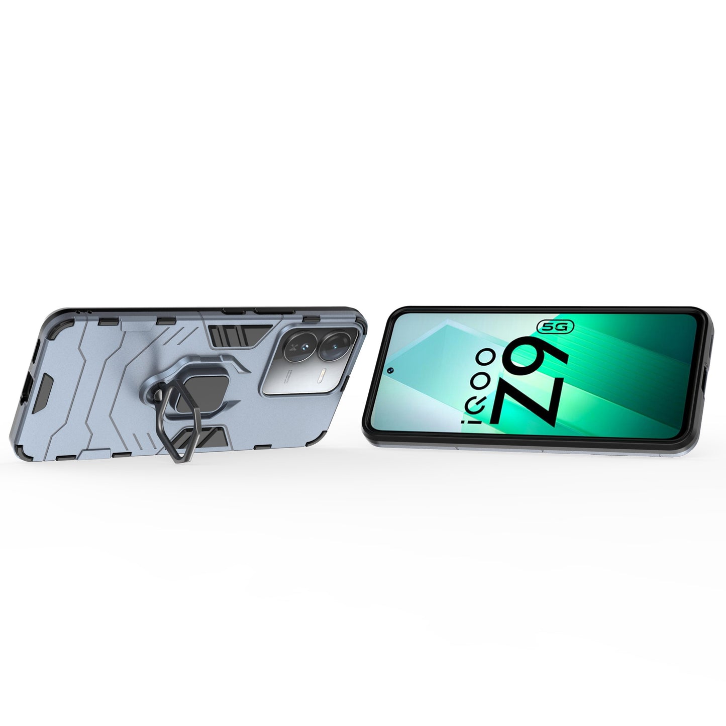 For vivo iQOO Z9 5G Kickstand Case PC+TPU Bump Proof Cell Phone Shell - Blue