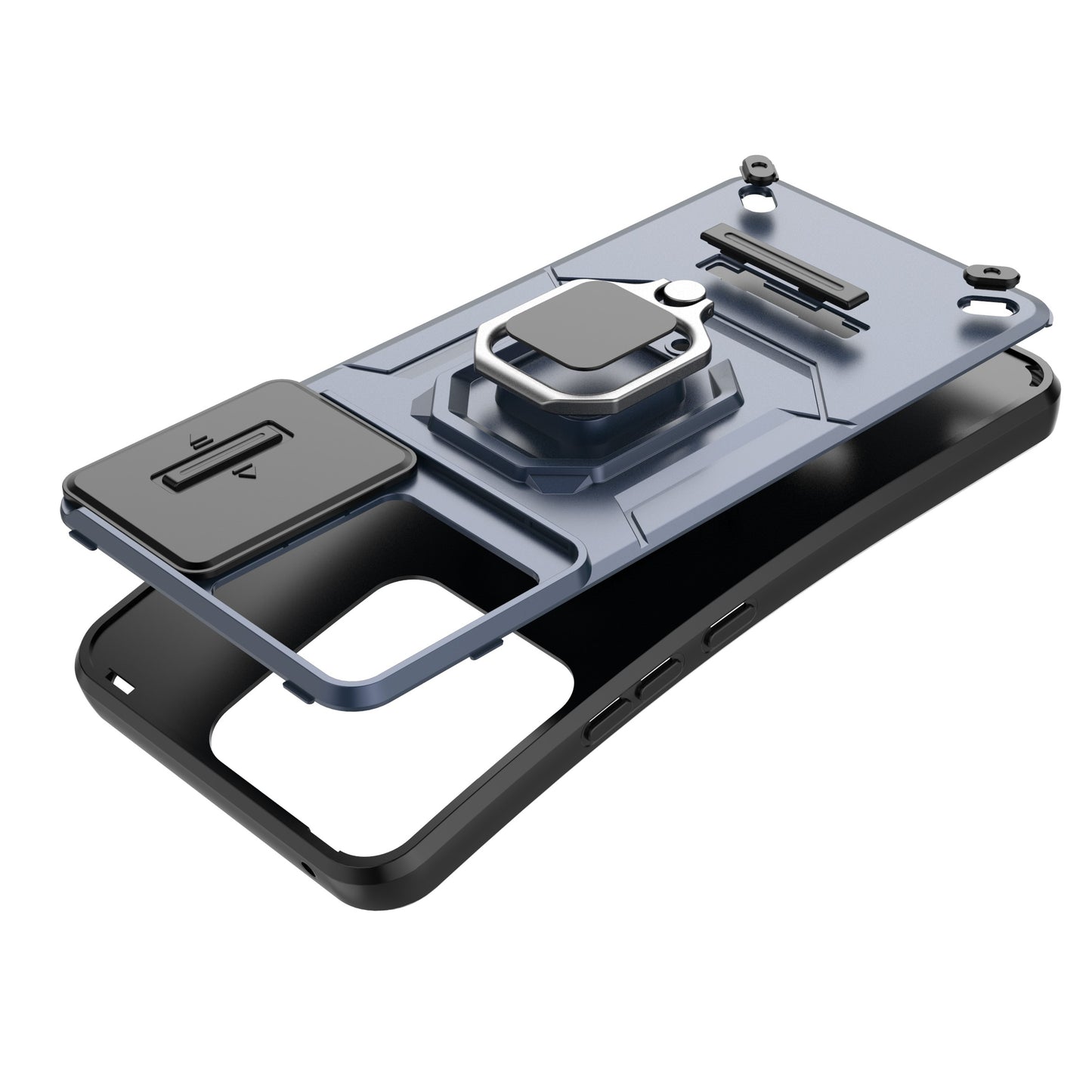For vivo iQOO Z9 5G Camera Protection Case Kickstand Shockproof Rugged PC+TPU Phone Cover - Blue
