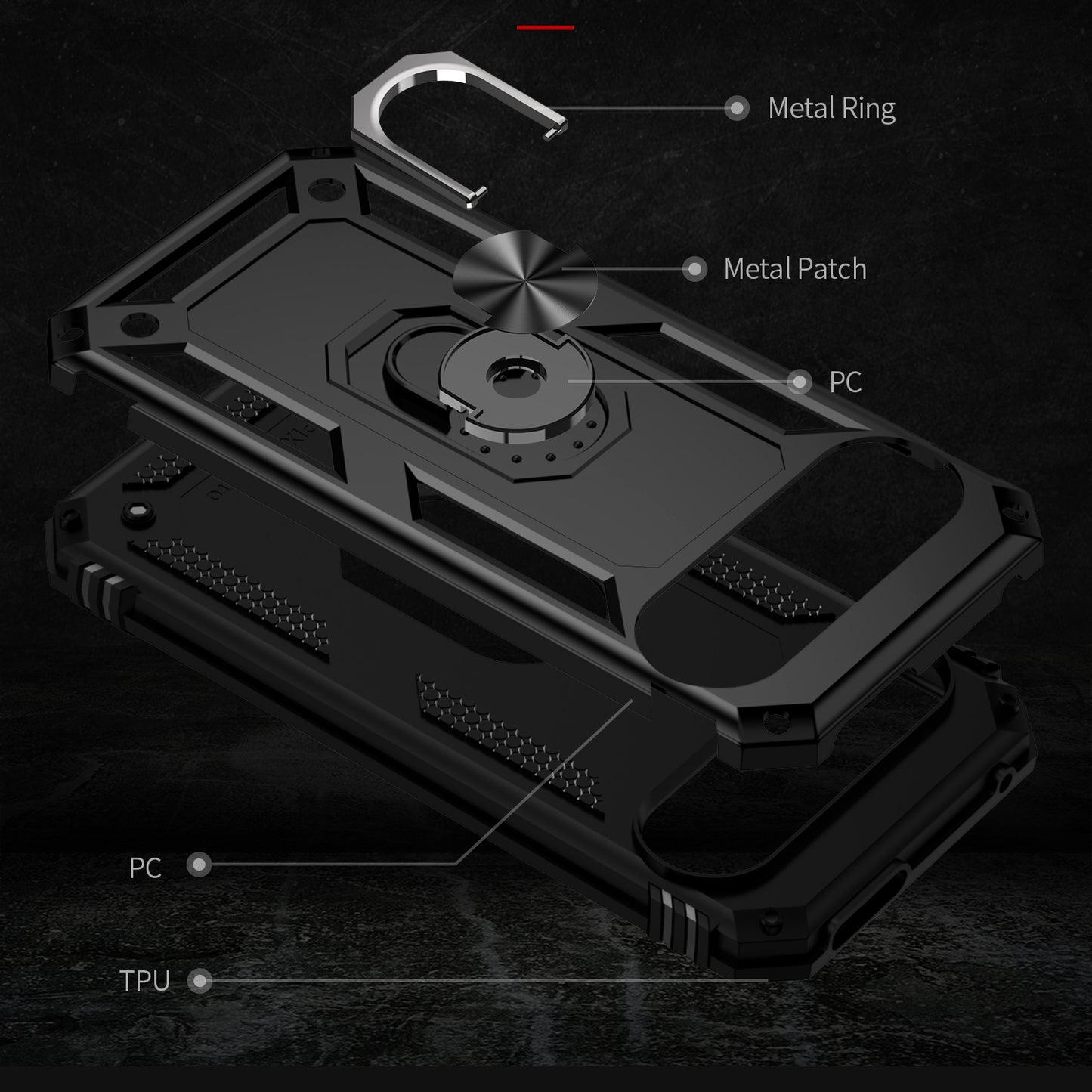 For Google Pixel 9 Pro Case Shockproof Kickstand PC+TPU Phone Cover - Black