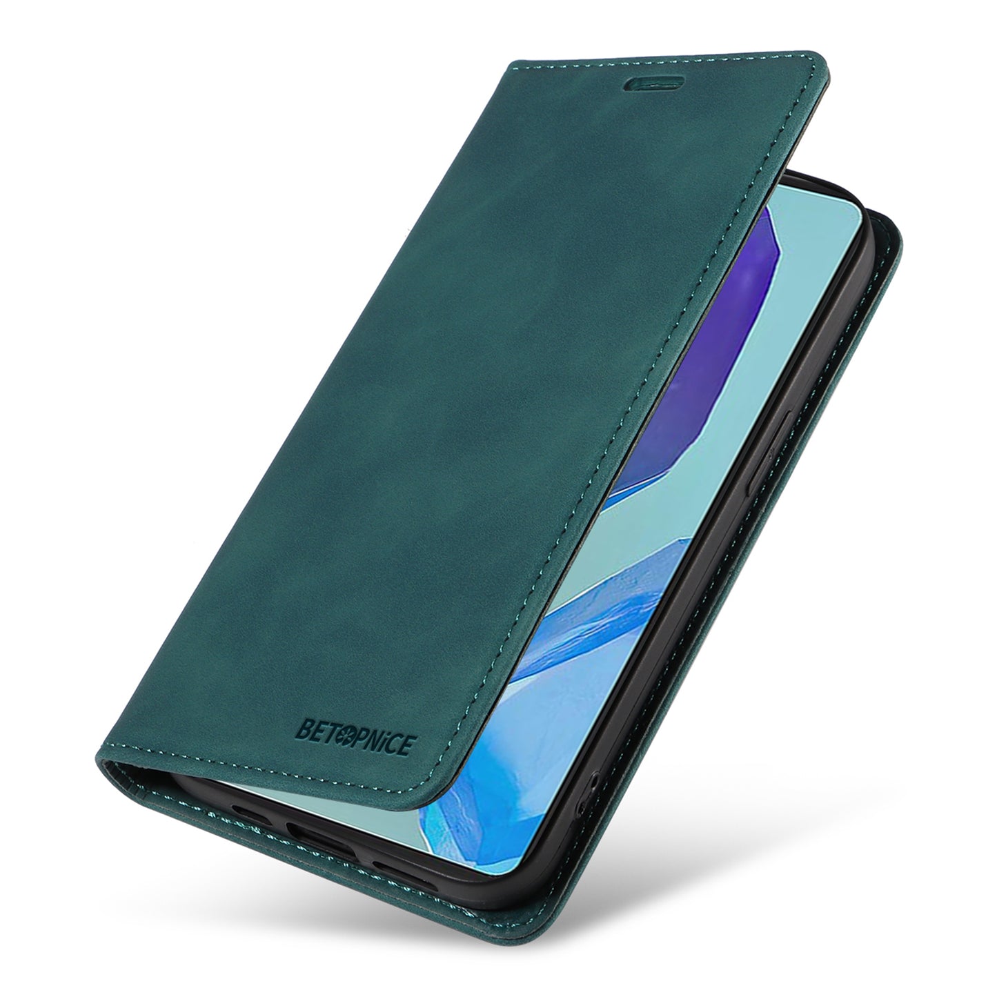 BETOPNICE 003 For Samsung Galaxy M55 5G Case Magnetic Closing Leather Cover RFID Blocking Wallet - Green
