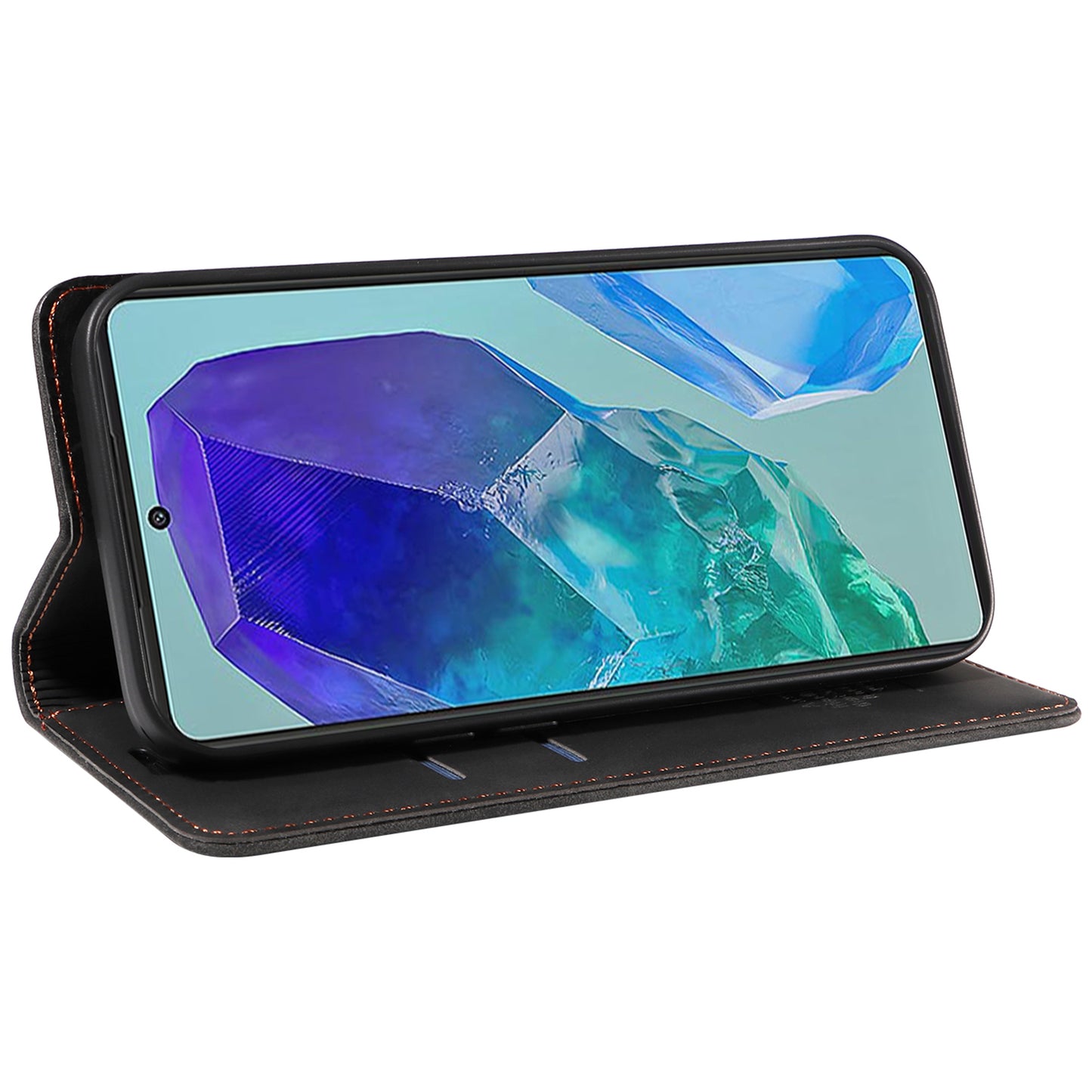BETOPNICE 003 For Samsung Galaxy M55 5G Case Magnetic Closing Leather Cover RFID Blocking Wallet - Black