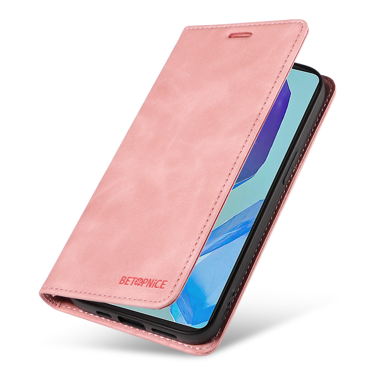 BETOPNICE 003 For Samsung Galaxy M55 5G Case Magnetic Closing Leather Cover RFID Blocking Wallet - Pink