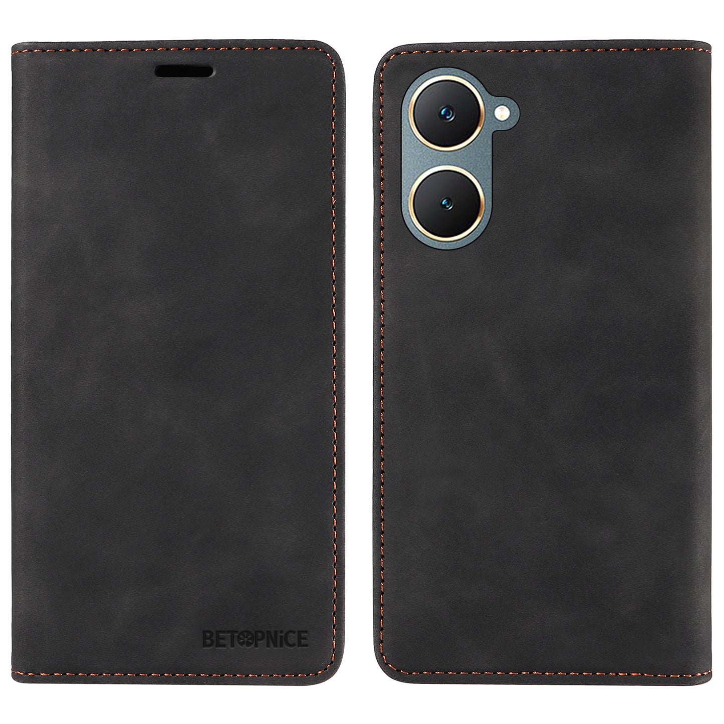 BETOPNICE 003 For vivo Y03 Case RFID Blocking Wallet Leather Flip Phone Cover - Black