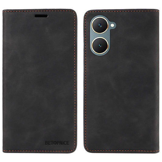 BETOPNICE 003 For vivo Y03 Case RFID Blocking Wallet Leather Flip Phone Cover - Black