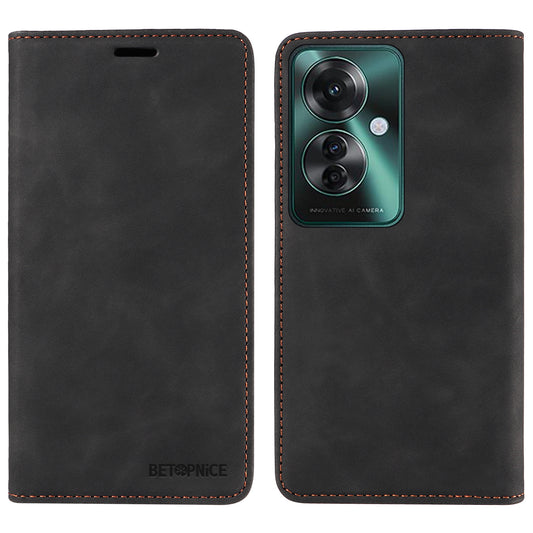 BETOPNICE 003 For Oppo Reno11 F 5G / F25 Pro 5G Case RFID Blocking Leather+TPU Wallet Phone Protector - Black