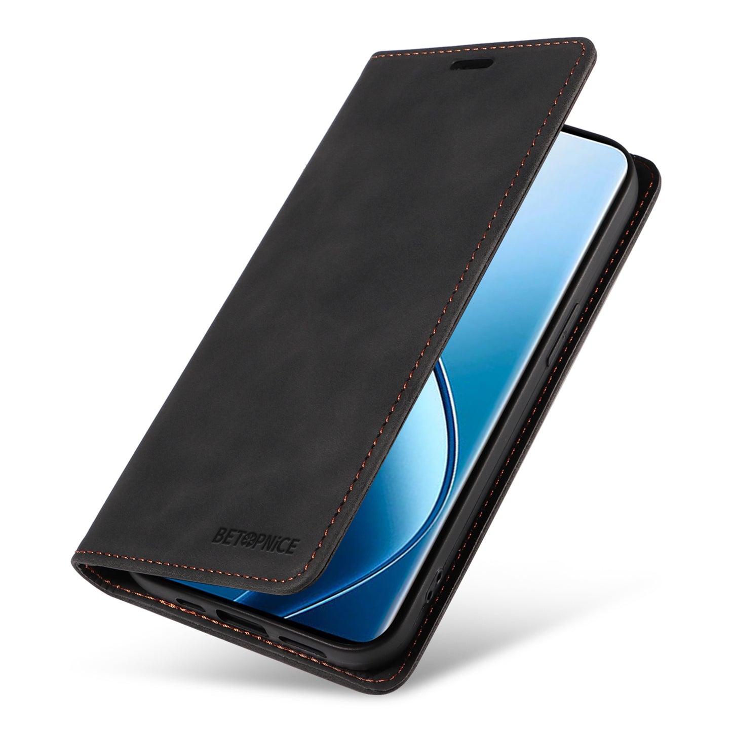 BETOPNICE 003 For Realme 12 Pro+ 5G / 12 Pro 5G Case PU+TPU Phone Protective Cover RFID Blocking Wallet - Black
